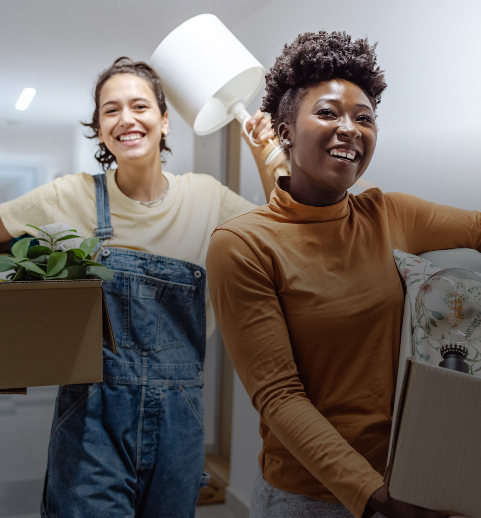 women settling in to their new home