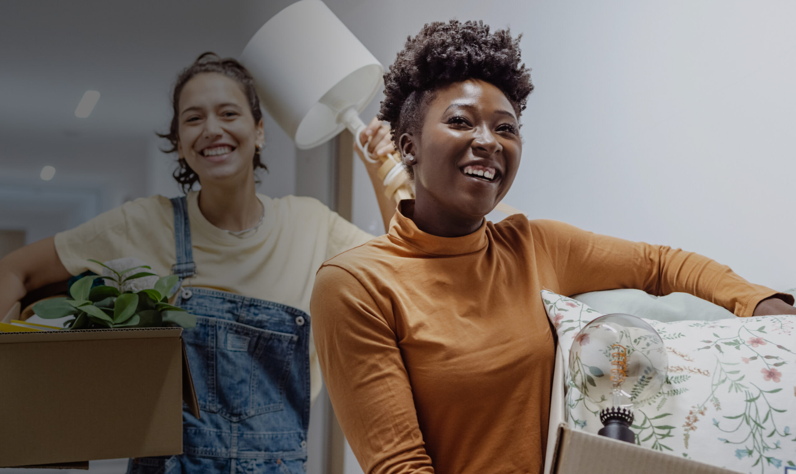 women settling in to their new home