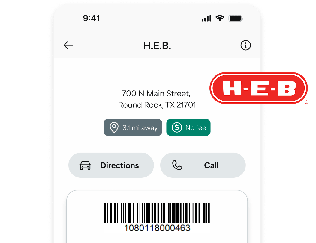 H-E-B reload location displayed in app