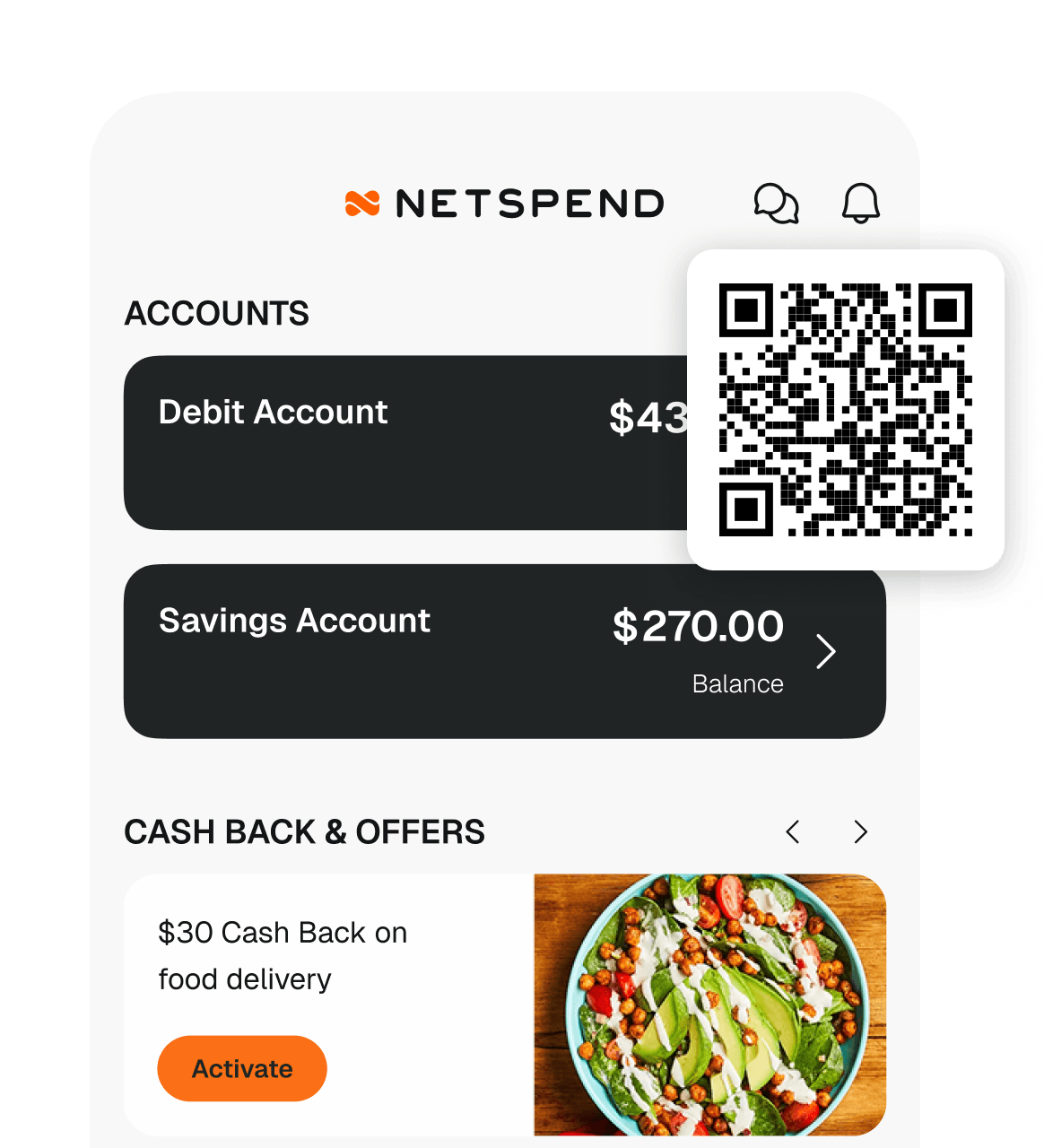 Use the QR code to get the Netspend App